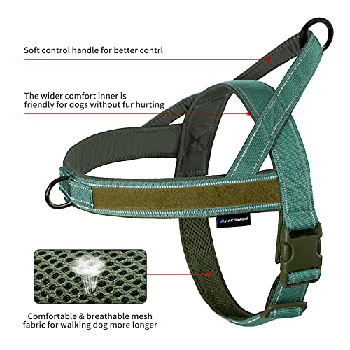 No Pull Dog Harness with Padded Handle+5 Ft Leash (S / Reflective-Green Set)
