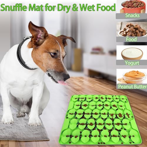 Large Silicone Snuffle Mat for Small Medium Large Dogs Slow Down Eating (Green-L (16.3x16.3in))