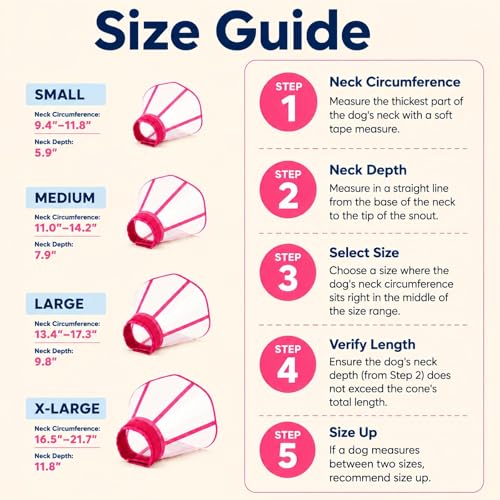 Hard Plastic Dog Surgery Recovery Cone Collar with Soft Neck Pad (Rosered / Medium)