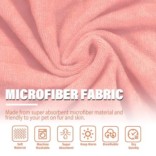 Dog Bathrobe Towel Dog Drying Coat Microfiber Absorbent Fast Drying Robes (Pink / XXX-Large)