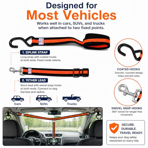 Dog Car Harness & Zipline System