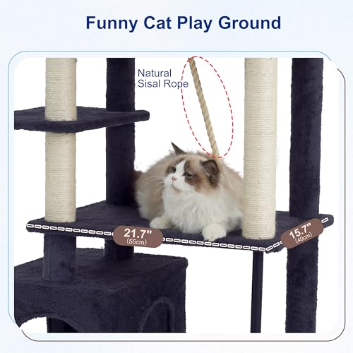 Cat Tree Cat Tower with Sturdy Steel Tube (70.5 inches / Smoky gray)
