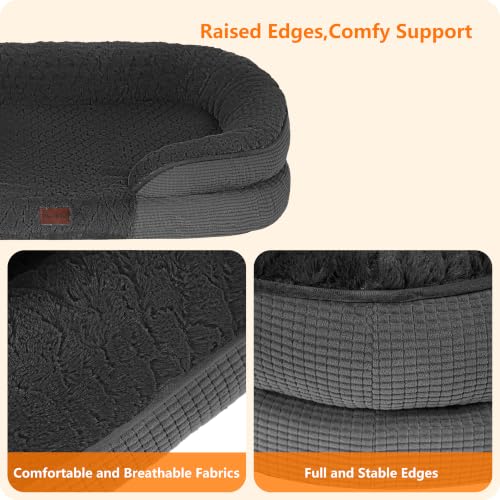 Orthopedic Waterproof Medium Dog Bed Sofa (Medium(36 x 25.5 x 6 inch) / Plush-Dark Grey)