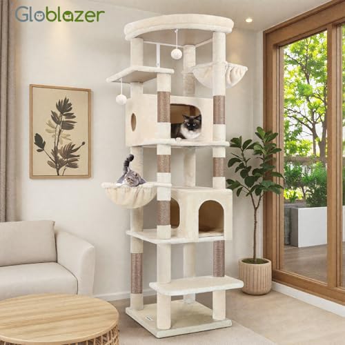 74in Heavy Duty Cat Tree Tower for Indoor Cats Large Adult (Beige / 74inch)