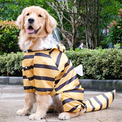 Dog Raincoat Tail Protect Legs Cover Bee Cosplay Raincoat Costume Cute Animals Pattern Raincoat Jacket for Medium Large Dogs 6XL (6XL-Back<24'' For 55-66lb dogs / Bee)