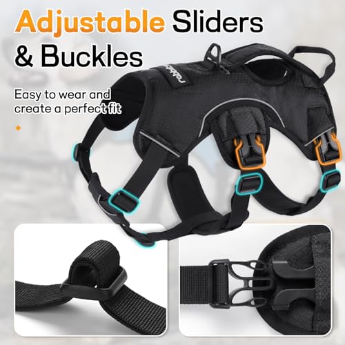 Escape Proof Dog Harness for Large (Black / Large)