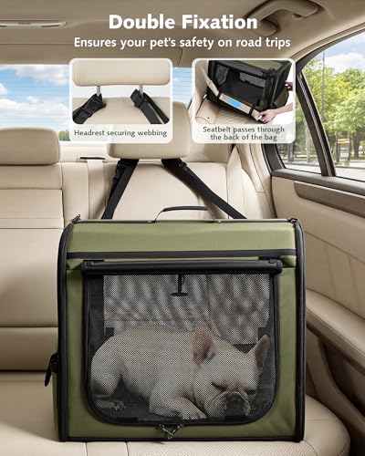 Dog Car Carrier Light Weight 24×17.7×20.5in (Green / 24.0"L x 17.7"W x 20.5"H)