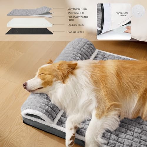 Orthopedic Large Dog Bed Pillow Pet Sofa Bed 36''X24'' Grey (Grey / 36"L x 24"W x 3.5"Th)
