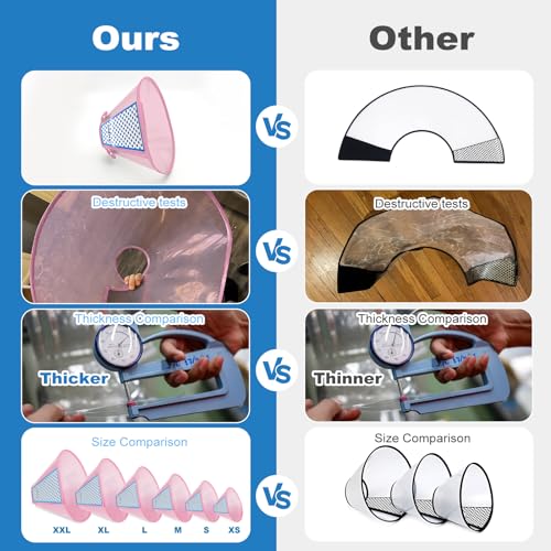 Dog Cone Collar Adjustable After Surgery (Pink / M(Neck: 11.5~14.5"))