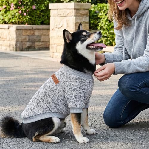 2 Pack Dog Sweaters for Small Dogs Girl Boy Winter Fleece Clothes Warm Soft Dog Sweatshirt Outfit for Dogs Cats Pet Apparel (Grey+Navy Blue / XXS (Back: 7.8", Chest: 11.8", 2.2-3.5 lbs))