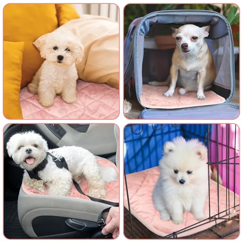 4 Pack Self Heating Cat Pad Self Warming Dog Mat Reflects Body Heat Extra Warm Thermal Pet Pad Washable Dog Cat Bed Crate Bed Mat Blanket (16 x 20 Inch / Pink)