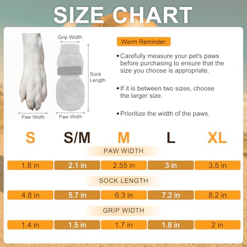 6PCS Dog Socks to Prevent Licking Paws for Hot (Grey / M(Pack of 6))