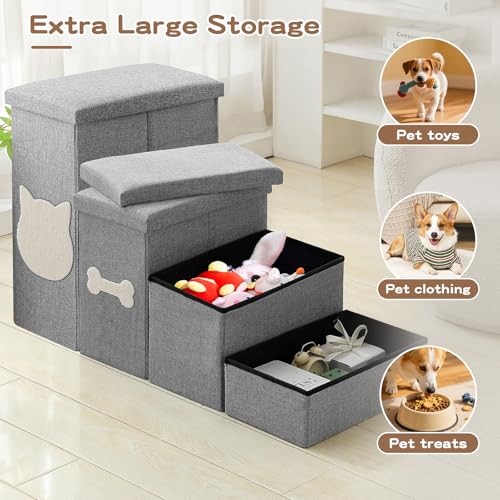 Dog Steps for High Bed (Grey / 4-Step)