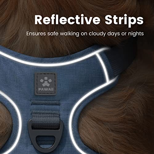No Pull Dog Harness with Pet ID Tag (L (Chest: 27"-32" ) / Denim Blue)