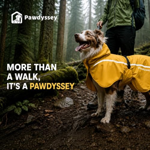 Stretch Fabric Dog Raincoat with Hood (Bright Yellow / X-Large)