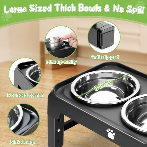 Elevated Bowls with Adjustable Heights (Black / Medium dogs)