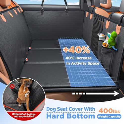 Back Seat Extender for Dogs (Black+Saffron / Large)