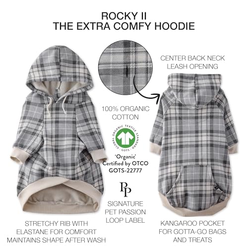 Rocky II Dog Hoodie (Gray Chesterfield Plaid / XX-Large (70-110 lbs))