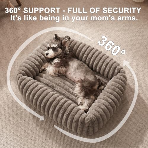 Medium Dog Beds for Medium Dogs Washable (Khaki / M Plus (30"x24"x8"))