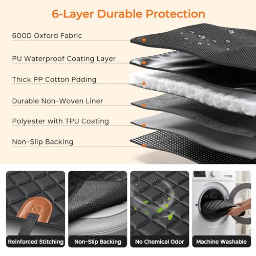 Dog Car Seat Cover for Back Seat (Black with Orange / Standard - 54" Length)
