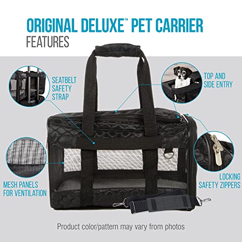 Pet Carrier Airline Approved with Spring Wire Frame (19.0"L x 11.8"W x 11.5"H / Black Lattice)
