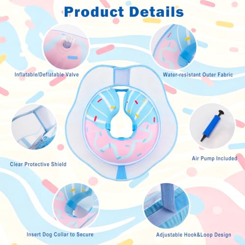 Inflatable Dog Cone Collar for Dogs to Stop Licking After Surgery (BluePink / XXL (Neck 19"-24"))