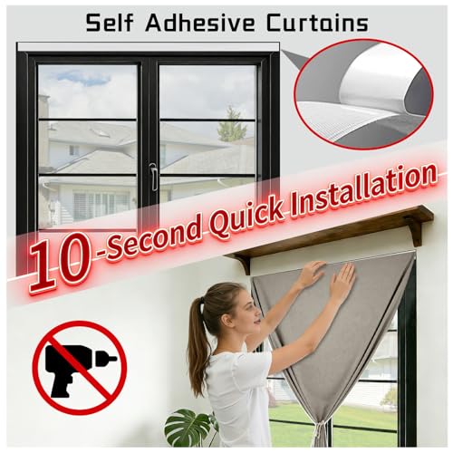 100% Blackout French Door Curtain (24"W x 72"L (Pack of 1) / Light Brown)