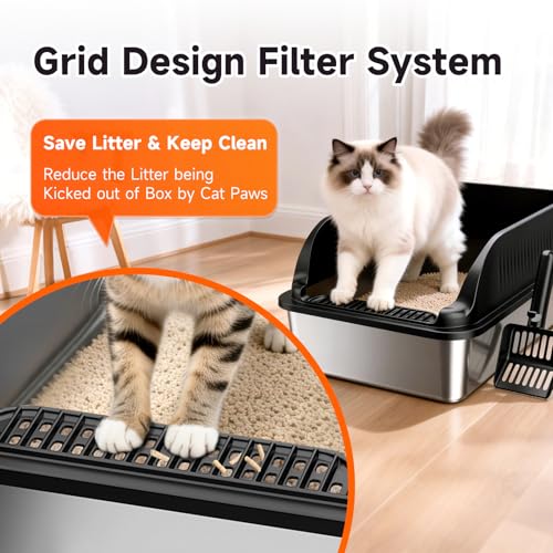 Stainless Steel Litter Box (BLACK-1 XL)