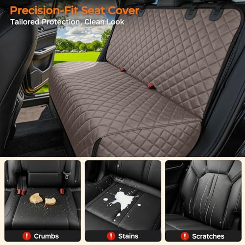Dog Car Seat Cover for Back Seat (Khaki / Medium (52" W x 49" L))