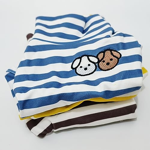 Turtleneck Dog Shirt Cute Doggie Embroidery Super Soft Dog Sweatshirt Stretchy Striped Puppy Pullover for Cats Small Medium Large Dogs (Blue Striped / XXXX-Large)