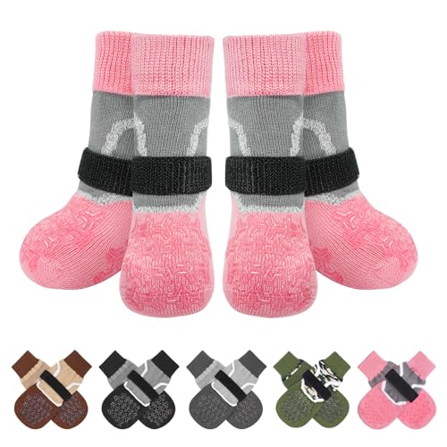 Dog Socks to Prevent Licking Paws for Hot (Reflective Pink / L(Pack of 4))