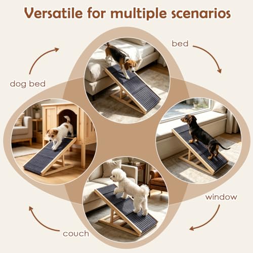 Dog Ramp for Sofa Bed 3 Adjustable Heights with Nail Scratch Board