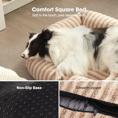 Dog Beds Large Sized Dogs (Beige / L(36"Lx27"Wx8"Th))