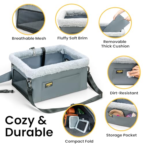 Dog Car Seat Booster (Grey / 1 Pack-Small Dogs under 20lbs)