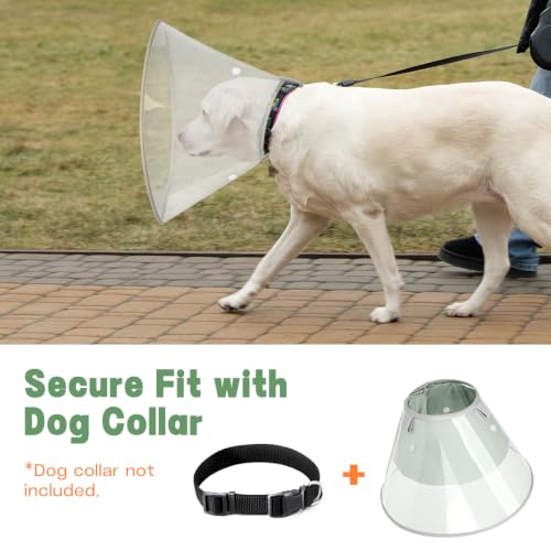 Dog Cone Collar with Soft Liner to Stop Licking (Green / M(Depth: 8.5, Girth: 11.5-14.5 ))