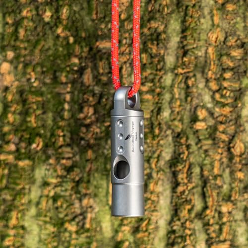 Titanium Whistle Emergency Survival Safety Whistles with Lanyard Loud for Outdoor Camping Hiking Coaches Training Sports Keychain Whistle (1 PCS - Ti9016)