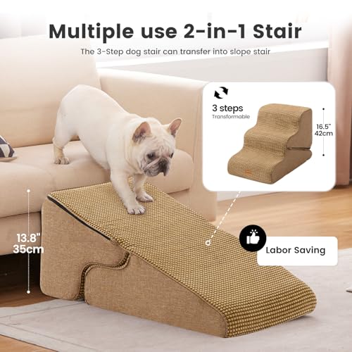 Dog Stairs for Small Dogs 16.5" H (Brown / 2 in 1 15.7"x26.7"x16.5")
