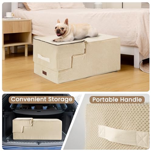 Dog Stairs for High Beds 22.6" H (Beige / 5-Step 22.6" H)