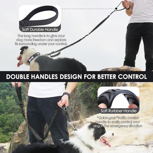 Tactical Bungee Shock Absorbing No Pull Strong Dog Leash (Black)