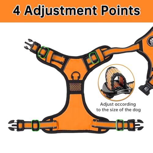 Reflective Dog Harness for Large Dogs (Orange / X-Large)
