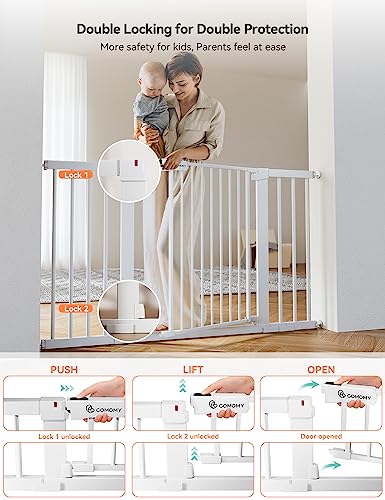 30" Tall Baby Gate for Stairs Doorways (30"Tall 51.6"Wide / White)
