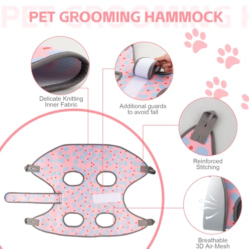 Pet Grooming Hammock for Cats & XS Small Dogs with Nail Clippers