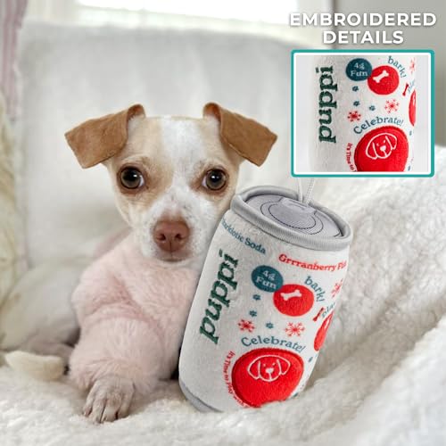 Puppi Plush Dog Toy (Puppi Solda Grrranberry Fizz (White, Red))