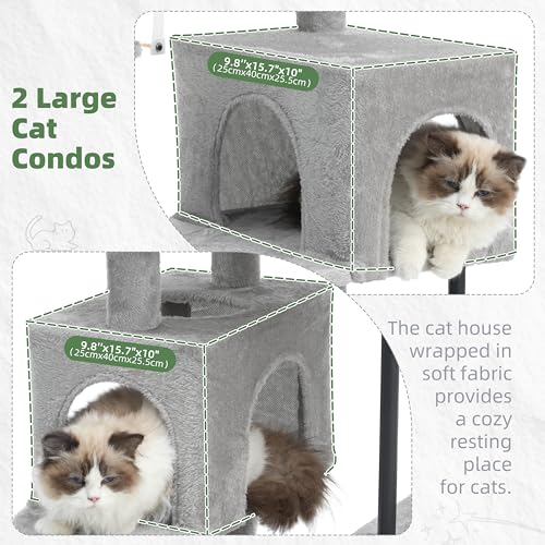 Cat Tree Tower with Sturdy Steel Tube for Indoor Cats GCT014W (51.2 inches / Light gray)