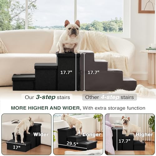 Dog Stairs for High Bed (Black / 29.5" X 17" X 17.7" H)