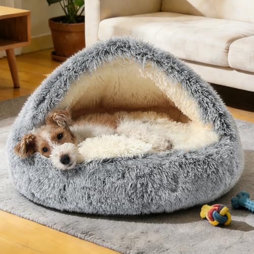 Hooded Donut Bed (Gradient Dark grey / Small 19.6'')