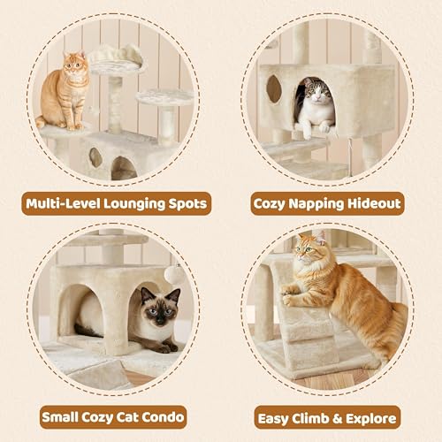 62in Cat Tree Tower (Beige / 62in)