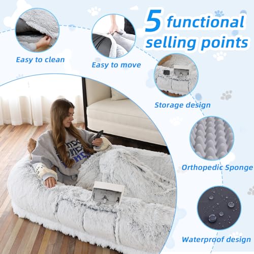 Human Dog Bed for Adult (71.0"L x 45.0"W x 12.0"Th / Grey)