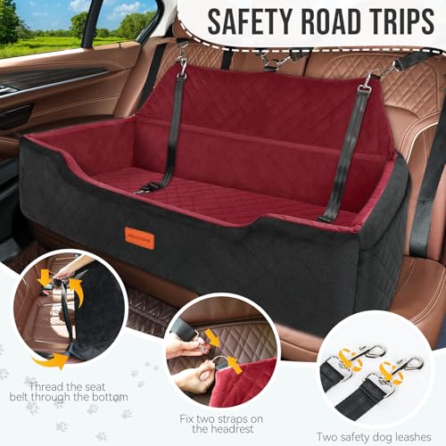 Large Dog Car Seat Under 100 lbs (Black/Red)
