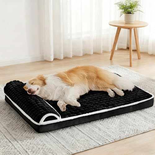 Orthopedic Large Dog Bed Pillow Pet Sofa Bed 42''X28'' Black (Black / 42"L x 28"W x 3.5"Th)